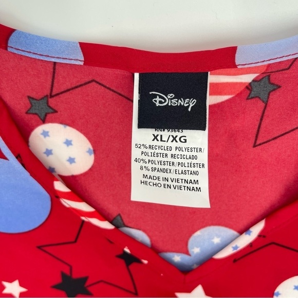 Disney Scrubstar Women's Size XL American Mickey V-Neck Print Scrub Top NWT - Picture 5 of 7